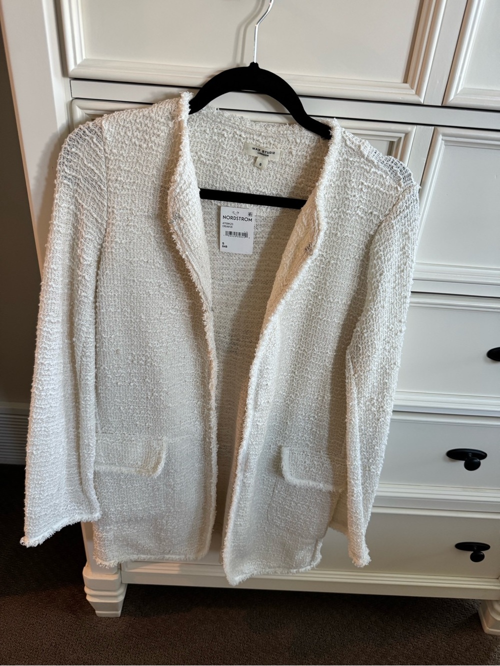 Max Studio Cream Bouclé Open Cardigan